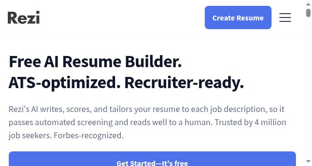 Screenshot of rezi.ai