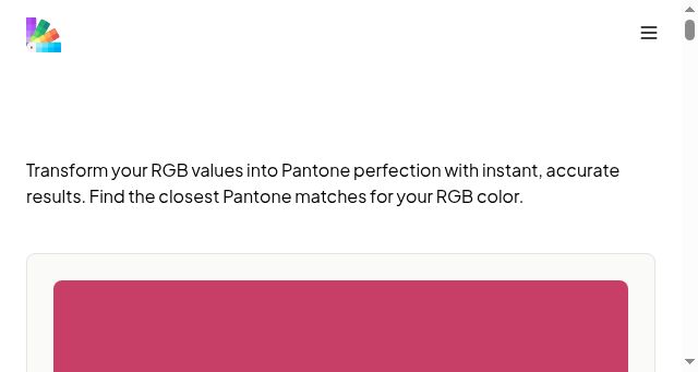 Screenshot of rgbtopantone.com