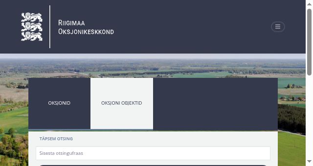 Screenshot of riigimaaoksjon.ee