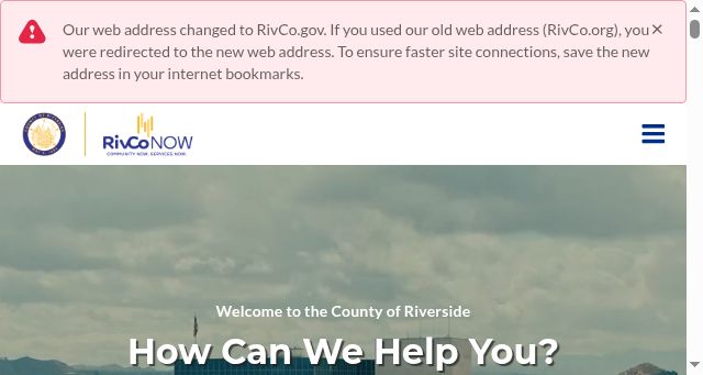 Screenshot of rivco.gov