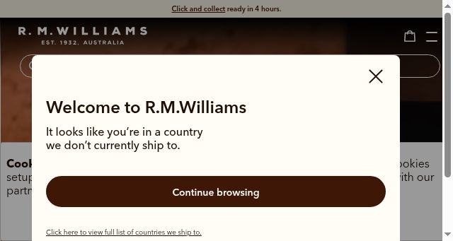 Screenshot of rmwilliams.com.au
