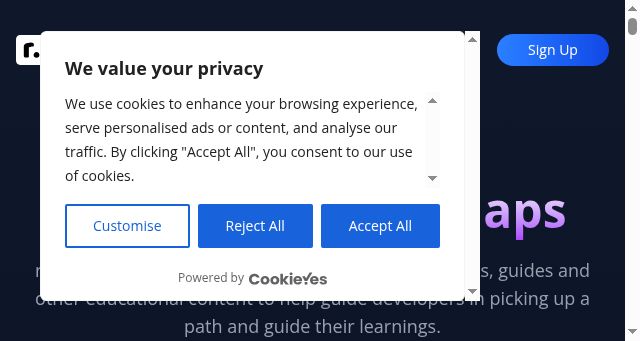 Screenshot of roadmap.sh