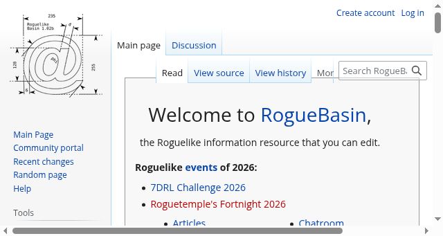 Screenshot of roguebasin.com
