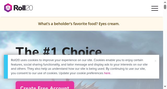Screenshot of roll20.net