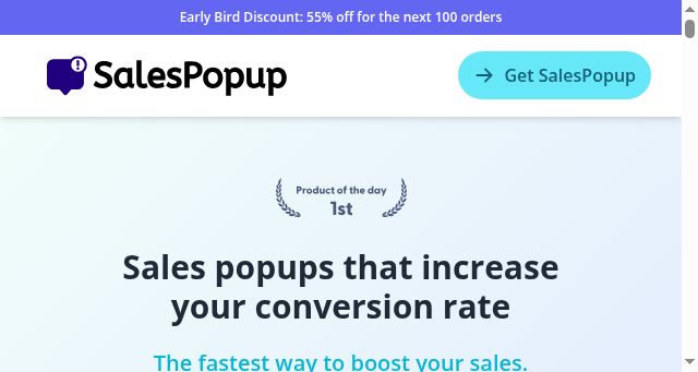 Screenshot of salespopup.io