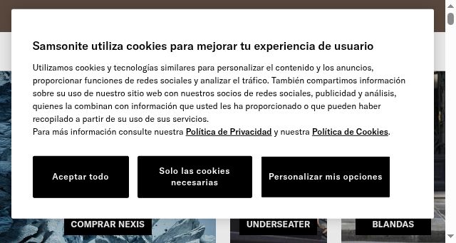 Screenshot of samsonite.es