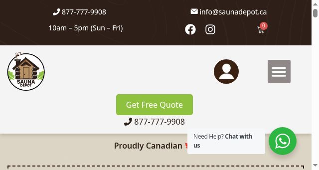 Screenshot of saunadepot.ca