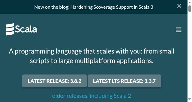 Screenshot of scala-lang.org