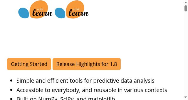 Screenshot of scikit-learn.org
