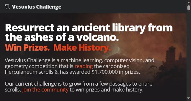 Screenshot of scrollprize.org
