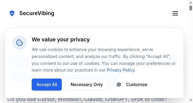 Screenshot of securevibing.com