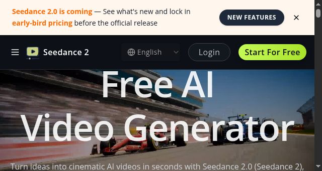 Screenshot of seedance2ai.co