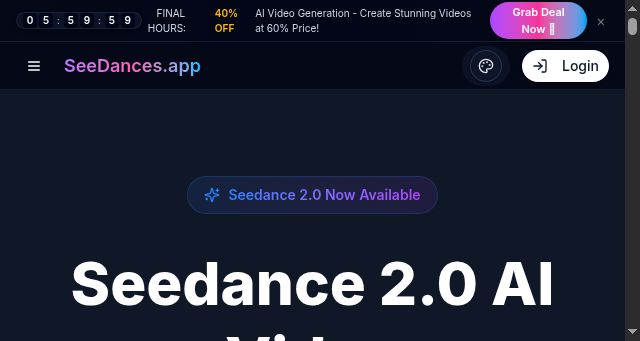 Screenshot of seedances.app