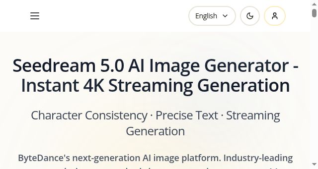 Screenshot of seedream-5.io