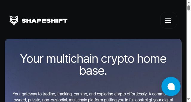 Screenshot of shapeshift.com