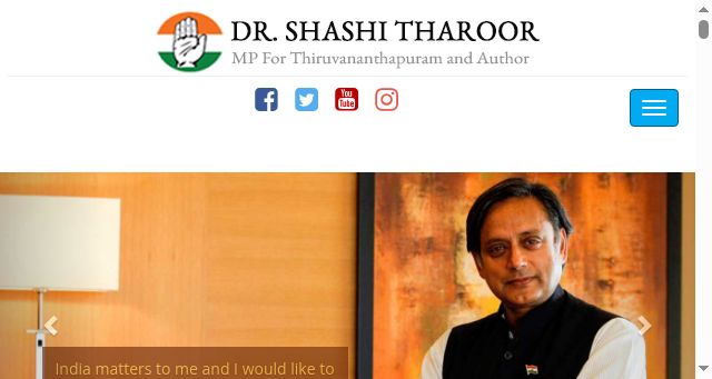 Screenshot of shashitharoor.in