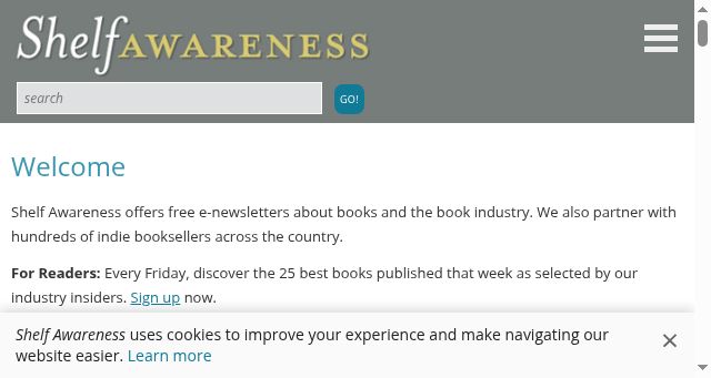 Screenshot of shelf-awareness.com