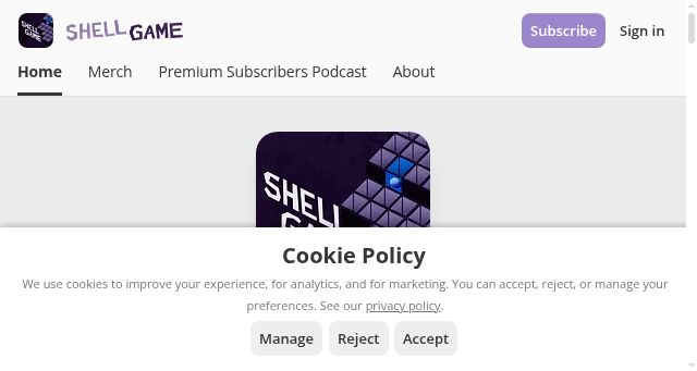 Screenshot of shellgame.co