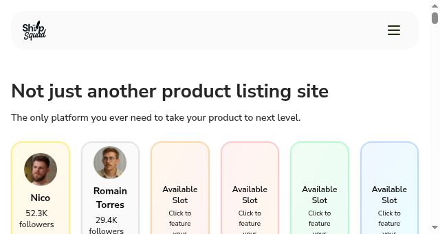 Screenshot of shipsquad.space