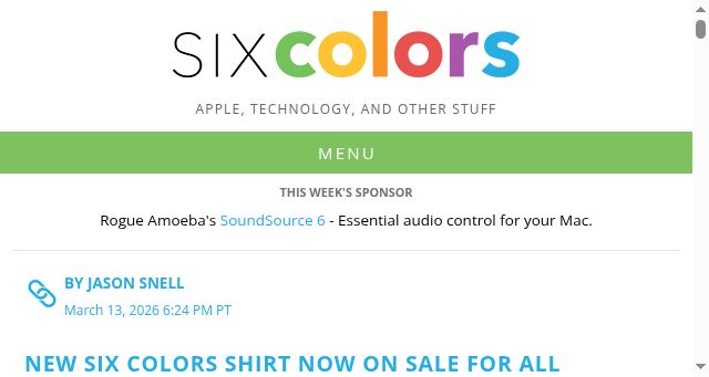 Screenshot of sixcolors.com