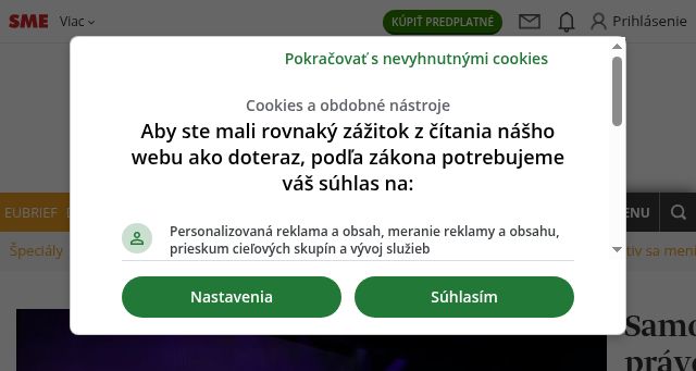 Screenshot of sme.sk