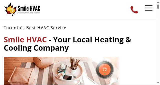Screenshot of smilehvac.ca