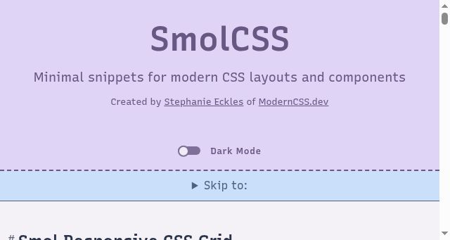 Screenshot of smolcss.dev