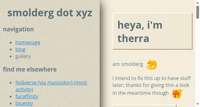 Screenshot of smolderg.xyz