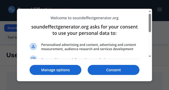 Screenshot of soundeffectgenerator.org