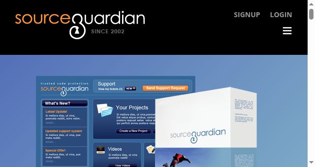 Screenshot of sourceguardian.com