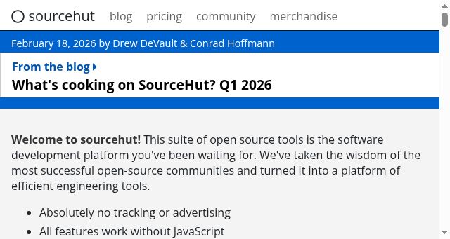 Screenshot of sourcehut.org