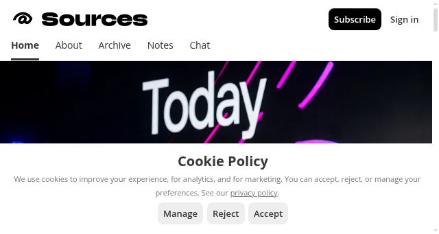 Screenshot of sources.news