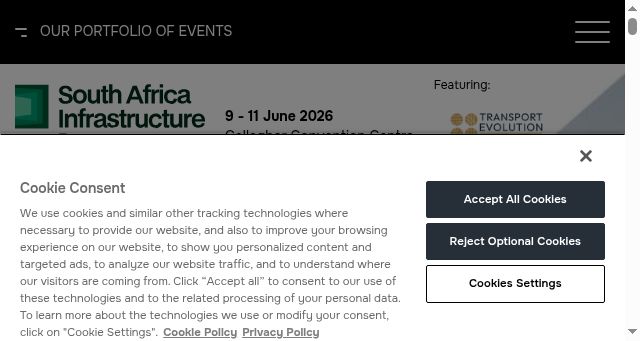 Screenshot of southafricainfrastructureexpo.com