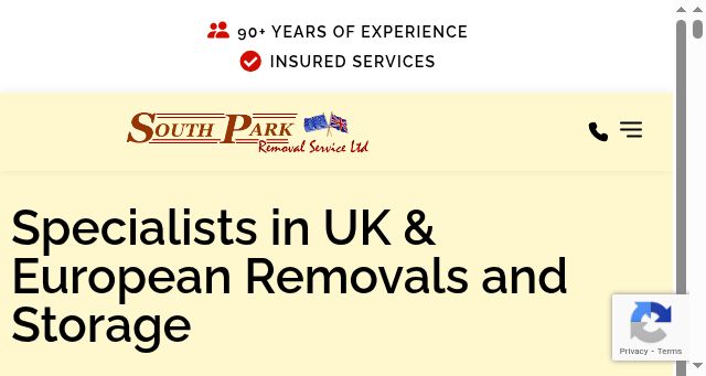 Screenshot of southparkremovals.co.uk