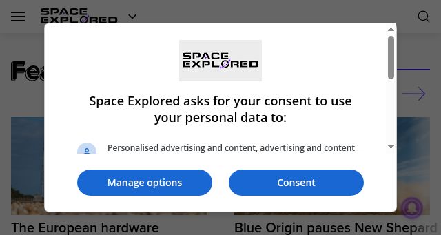 Screenshot of spaceexplored.com