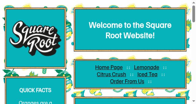 Screenshot of squarerootsoda.co.uk