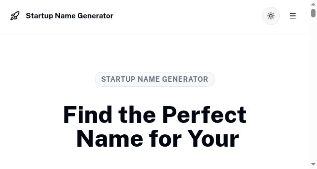 Screenshot of startupnamegenerator.ai