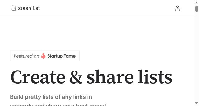 Screenshot of stashli.st