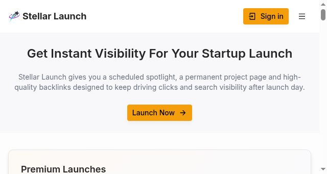 Screenshot of stellarlaunch.org