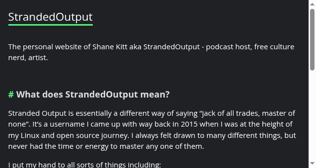 Screenshot of strandedoutput.com