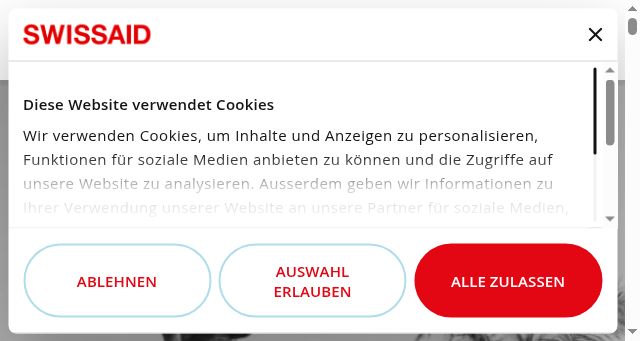 Screenshot of swissaid.ch