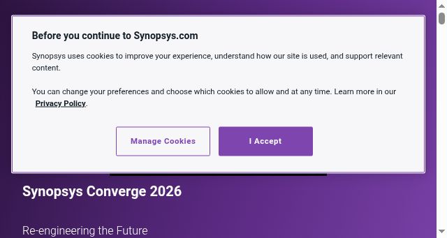 Screenshot of synopsys.com