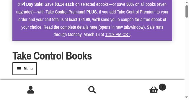 Screenshot of takecontrolbooks.com