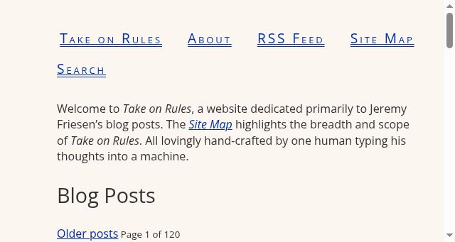 Screenshot of takeonrules.com