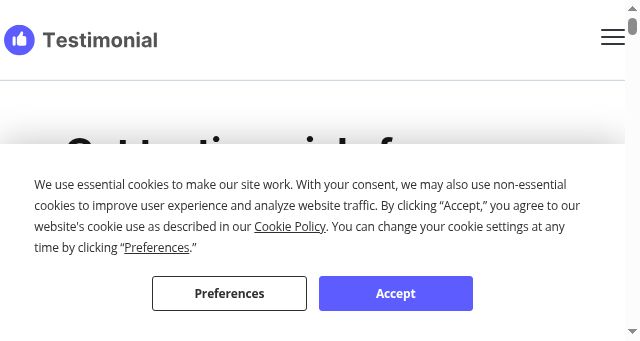 Screenshot of testimonial.to