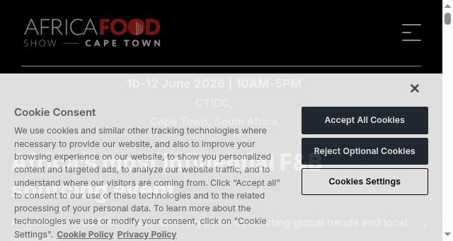 Screenshot of theafricafoodshow.com