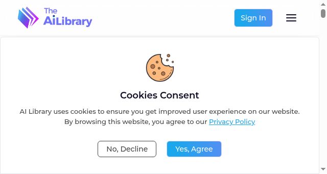 Screenshot of theailibrary.co