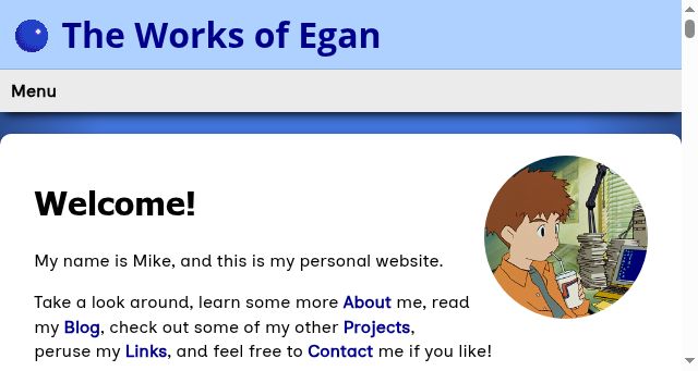 Screenshot of theworksofegan.net