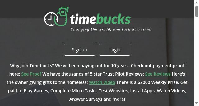 Screenshot of timebucks.com