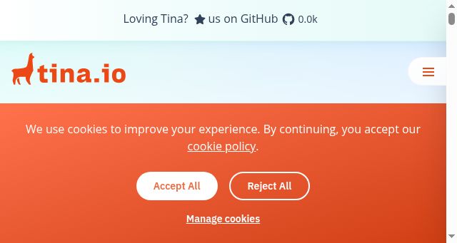 Screenshot of tina.io